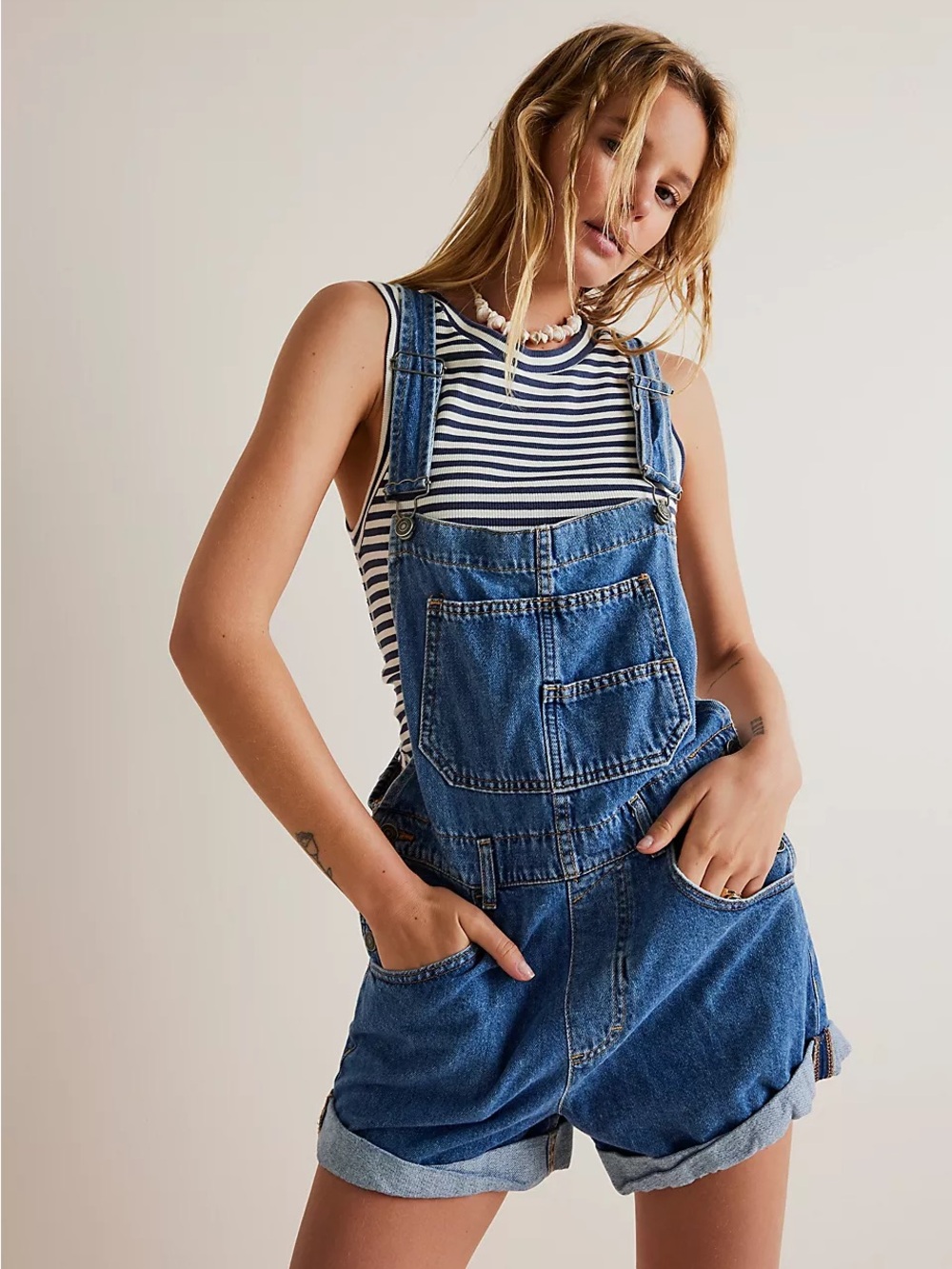 Free People Denim Women’s Short Overalls- Size Small
